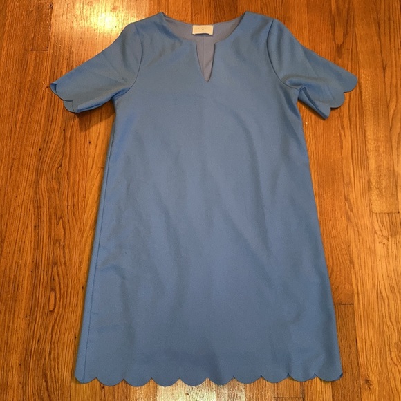 Everly Periwinkle V Neck Scallop Dress - Picture 7 of 12